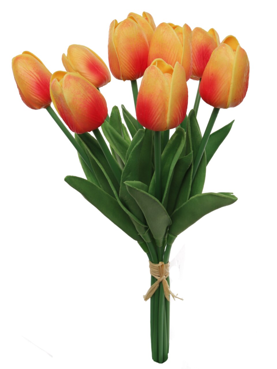 12 Pack Artificial Orange Tulip Flowers 13" – 9-Stem Tulip Bundle, Fake Spring Flowers for Vase, Home Décor, Centerpieces, Weddings